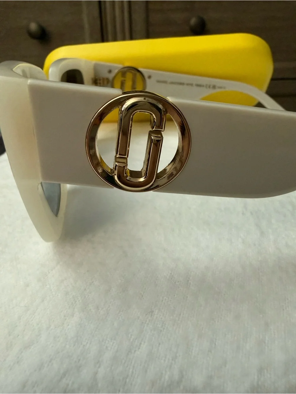 Marc Jacobs White Square Frame Sunglasses with Dark Lenses